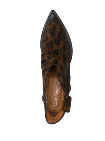 Cizme scurte Elena Iachi cu imagine cu model leopard maro