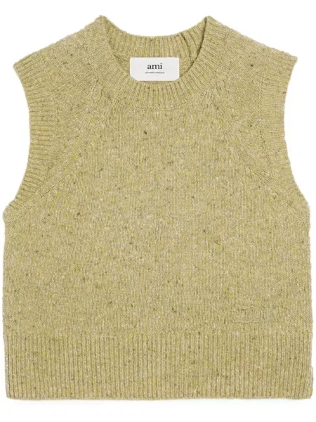 Vestă Ami Paris cu broderie tricotate verde