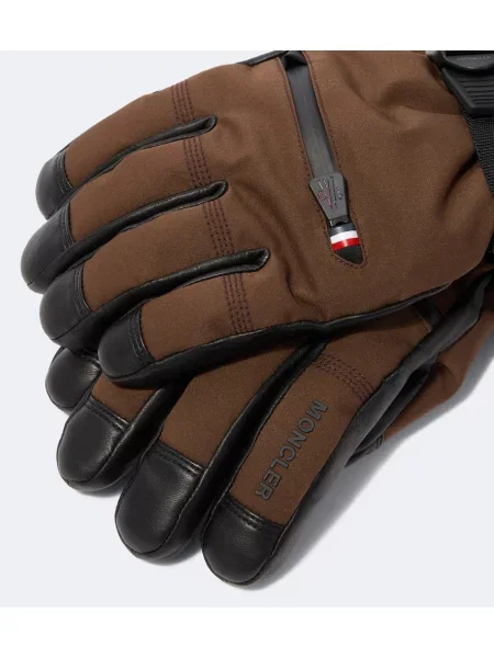 Mănuși Moncler Grenoble din piele maro