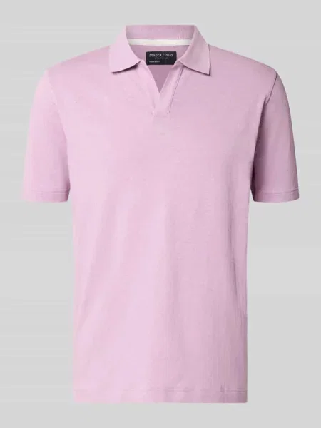 Koszulka polo o kroju regular fit z mieszanki bawełny i lnu Marc O'polo fioletowa