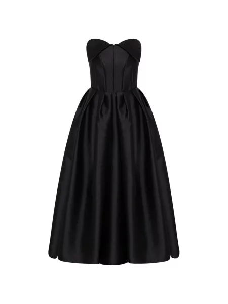 Rochie midi Adamaris fără bretele negru