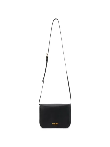 Geantă Moschino din piele cu autograf negru