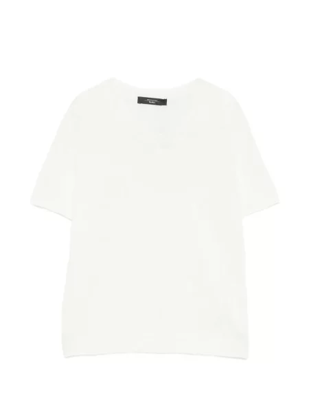 Voiaj top Weekend Max Mara cu decolteu rotund scurt alb