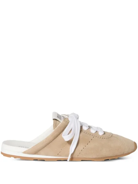 Papuci tip mules Miu Miu din piele de căprioară