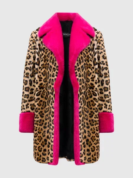 Шуба з анімалістичним принтом Simonetta Ravizza бежева