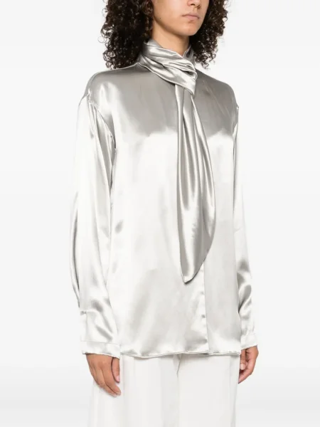 Cămașă Alberta Ferretti din satin gri