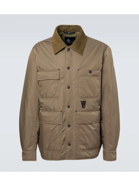 Smučarska jakna Moncler Grenoble iz rebrastega žameta zelena