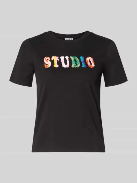 T-shirt w kroju regular fit z haftowanym logo Jake*s Studio Woman czarna