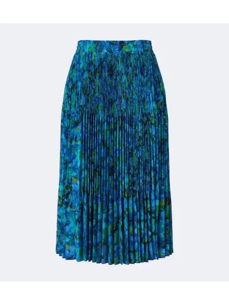 Fustă midi Gucci de mătase cu model floral albastru