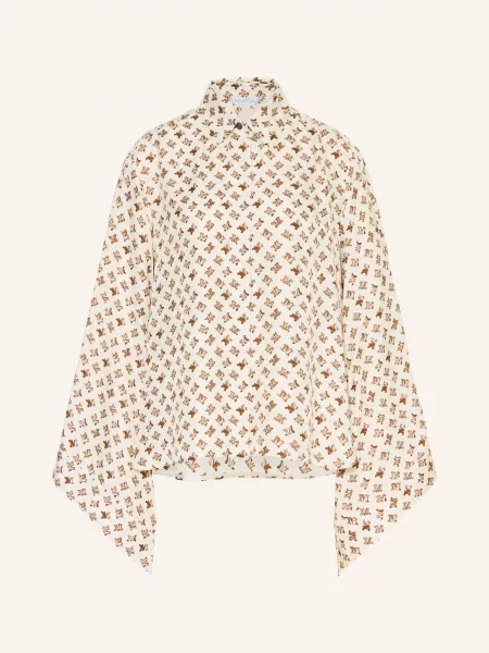Max Mara Halenka Obice Z Hedvábí krémová / tmavě hnědá