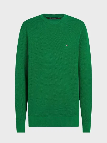 Светр Tommy Hilfiger з круглим вирізом зелений
