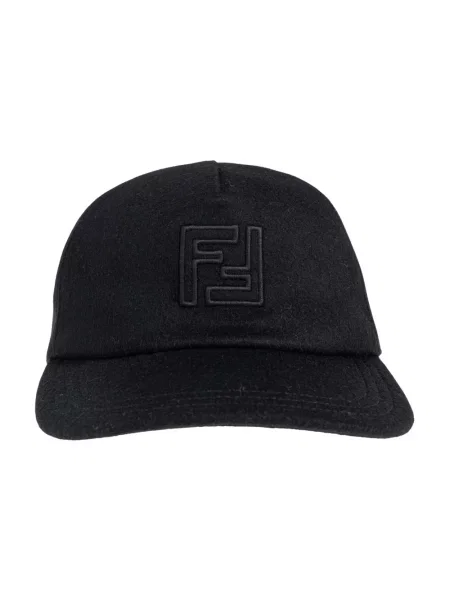 Czapka z daszkiem Fendi z kaszmiru czarna