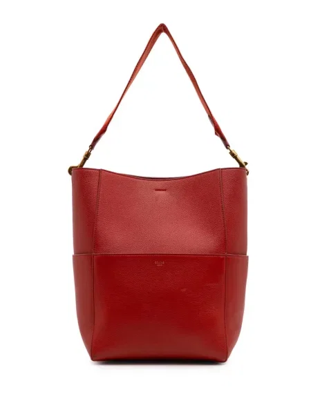 Kožená bucket kabelka Celine Pre-owned červená