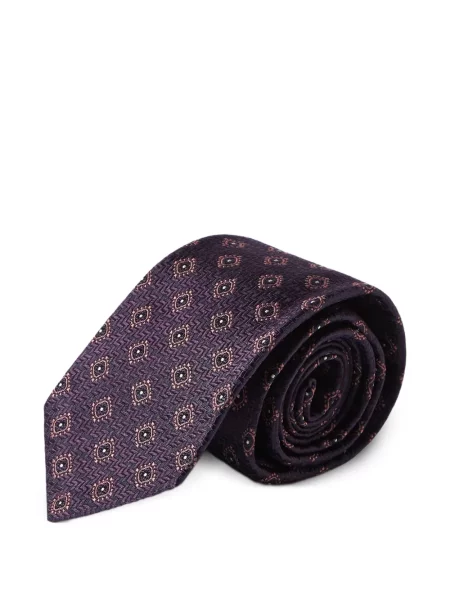Cravată Brunello Cucinelli de mătase cu imprimeu geometric violet