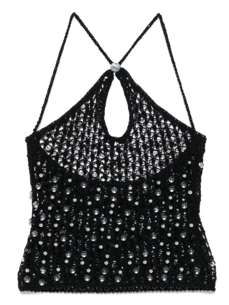 Top Coperni tricotate cu mărgele negru