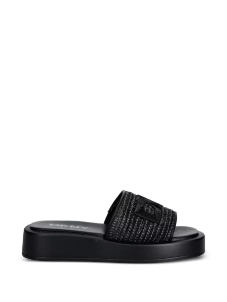 Sandale Dkny fără toc cu autograf negru