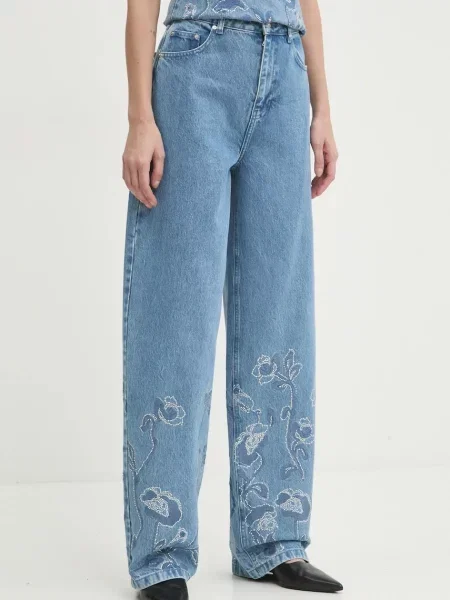 Blugi Rotate cu talie înaltă albastru