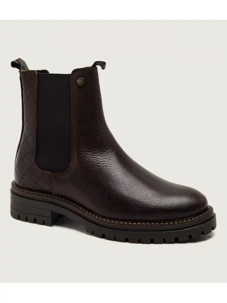 Barbour bőr bokacsizma Evie lapos talpú barna