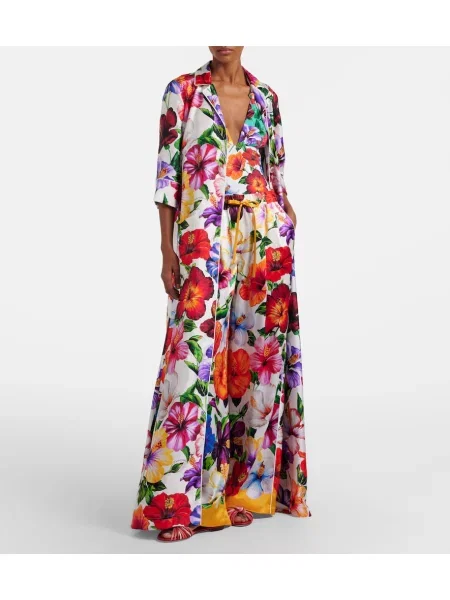 Cu centură rochie maxi Dolce&gabbana din satin cu model floral