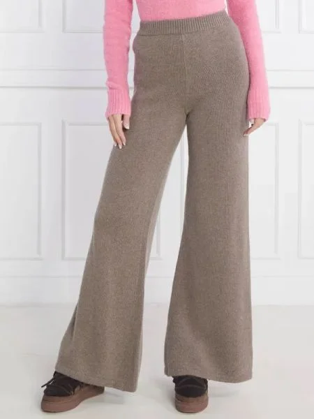 Beatrice B Pantaloni de tricot | flare fit cu adaos de lână și cașmir bej