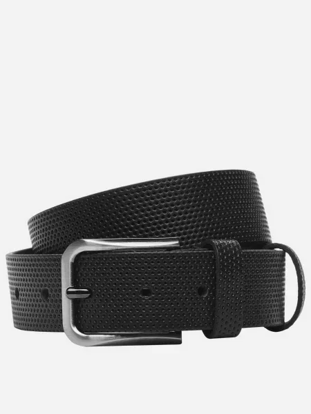 Кожаный ремень Monsen с ремешками черный