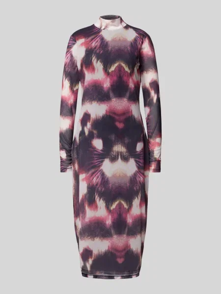 Sukienka midi z marszczeniami Comma fioletowa