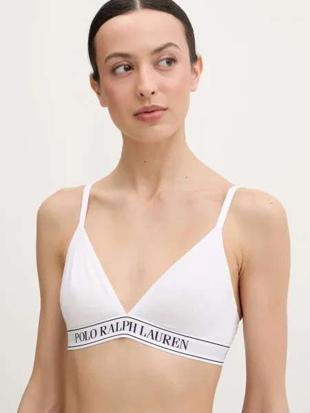 Polo Ralph Lauren trojúhelníková podprsenka s bavlnou bílá