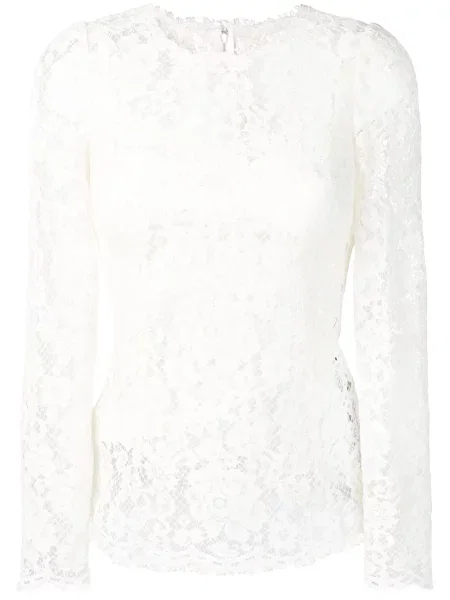 Top Dolce & Gabbana cu model floral din dantelă alb
