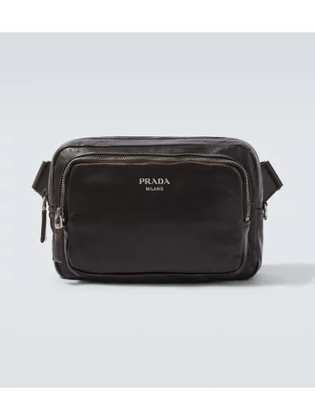 Geantă crossbody Prada din piele zdrențuiți maro