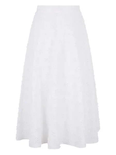 Fustă midi Valentino Garavani cu model floral până la genunchi alb
