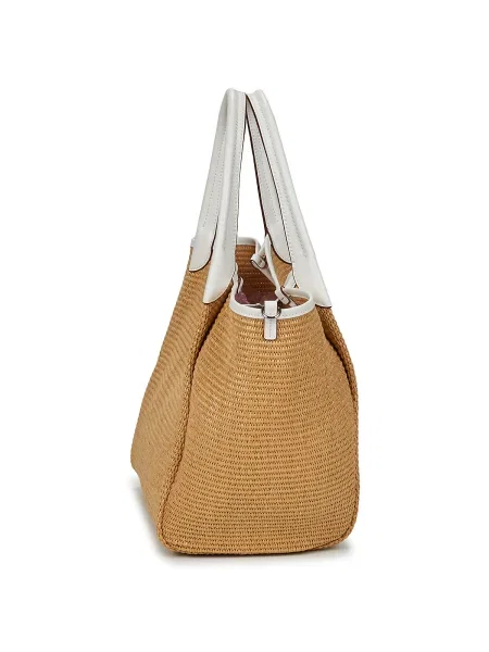 Geantă shopper Emporio Armani de paie bej