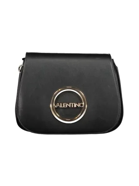 Lniana torebka crossbody Valentino By Mario Valentino z logo czarna