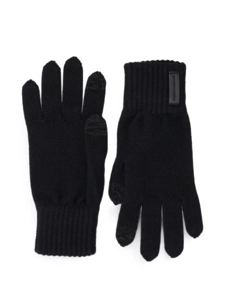 Mănuși Emporio Armani tricotate cu autograf negru