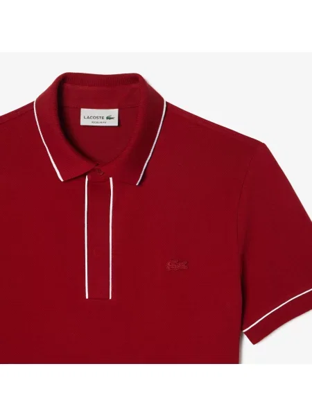 Lacoste Koszulka Polo Smart Paris Z Elastycznej Bawełny Z Kontrastowym Wykończeniem czerwony