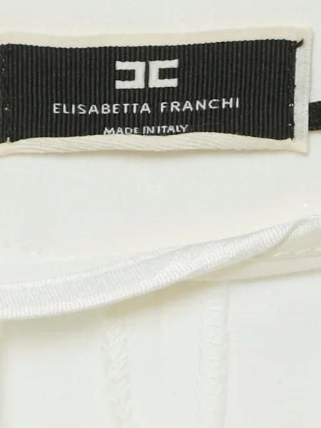 Spodnie Elisabetta Franchi z kokardką z krepy białe