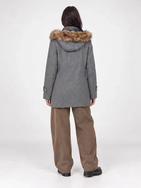 Parka Only s kapucňou s kožušinou sivá