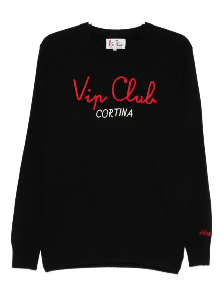 Pulover Mc2 Saint Barth cu broderie cu decolteu rotund negru