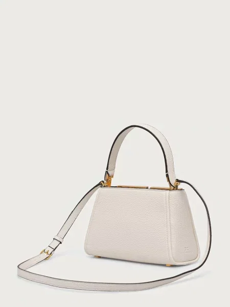 Torebka crossbody Elisabetta Franchi skórzana beżowa