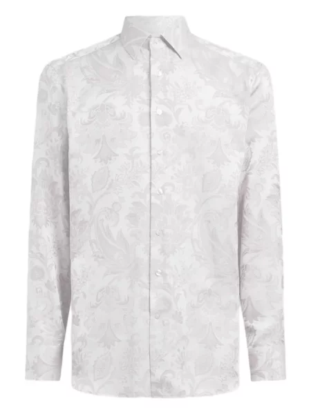 Cămașă Etro cu model paisley din jacard alb