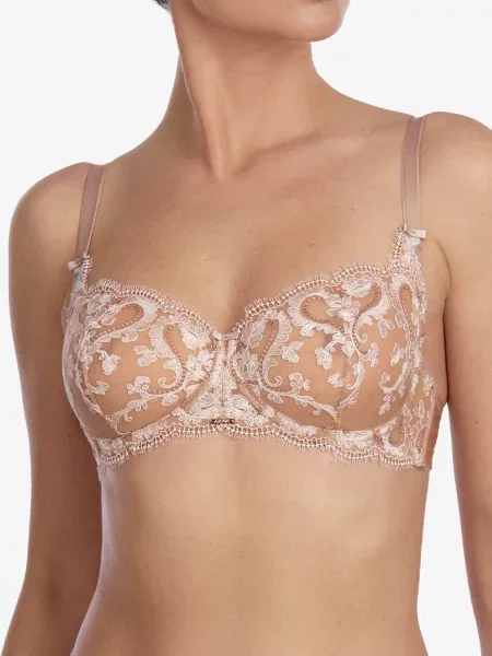 Кружевной бюстгальтер на косточках коричневий