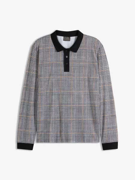 Shirt polo z długim rękawem z bawełny organicznej pique czarna