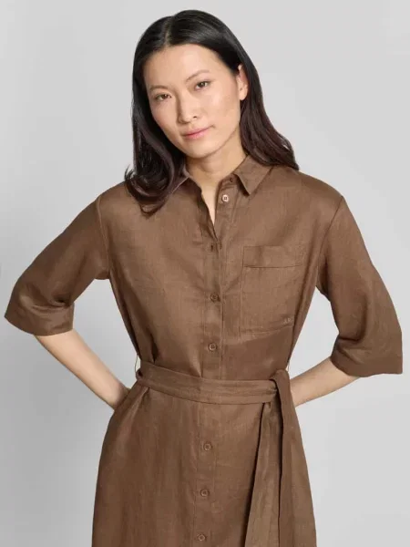 Sukienka koszulowa z lnu z brustaszą model LTABELLA' Mm By Max Mara