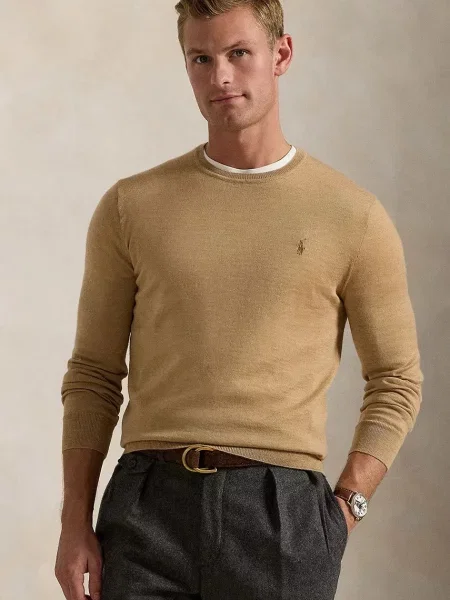Polo Ralph Lauren pulover de lana barbati maro light bej