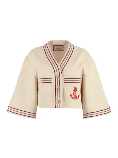 Lniana kurtka Gucci beżowa