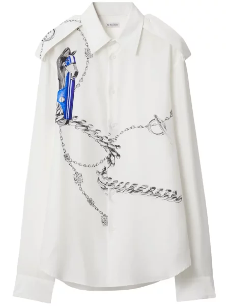 Риза Burberry с принт бяло