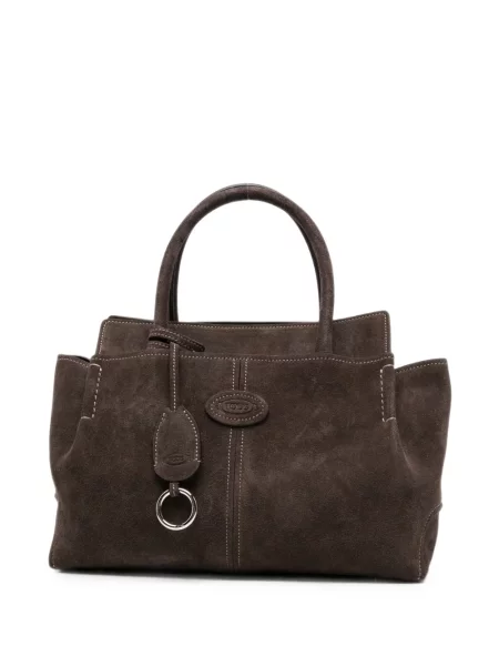 Geantă shopper Tod's din piele de căprioară maro