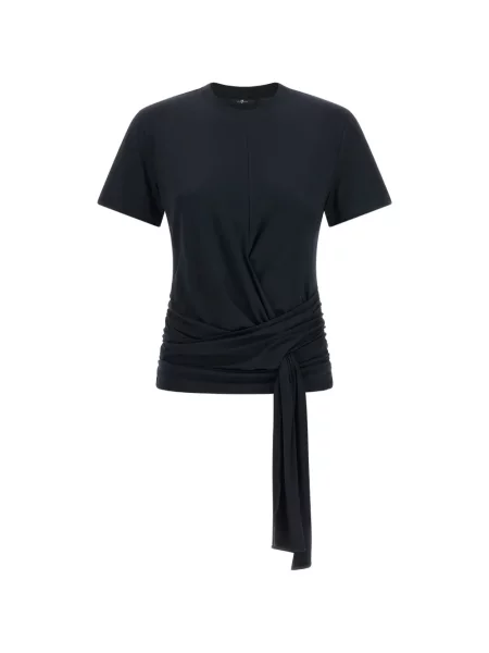 Tricou 7 For All Mankind cu volane negru