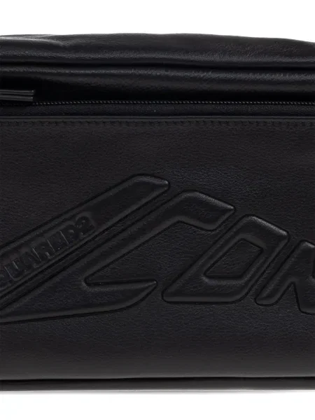 Geantă Dsquared2 din piele cu autograf negru
