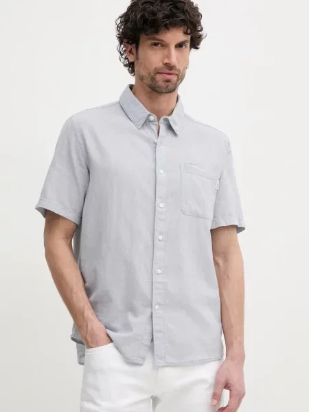 Lanena srajca Pepe Jeans AMARO siva