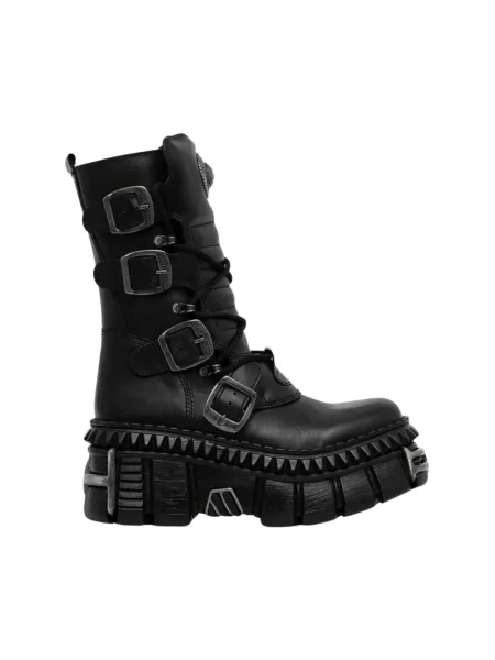 Botki New Rock skórzane czarne
